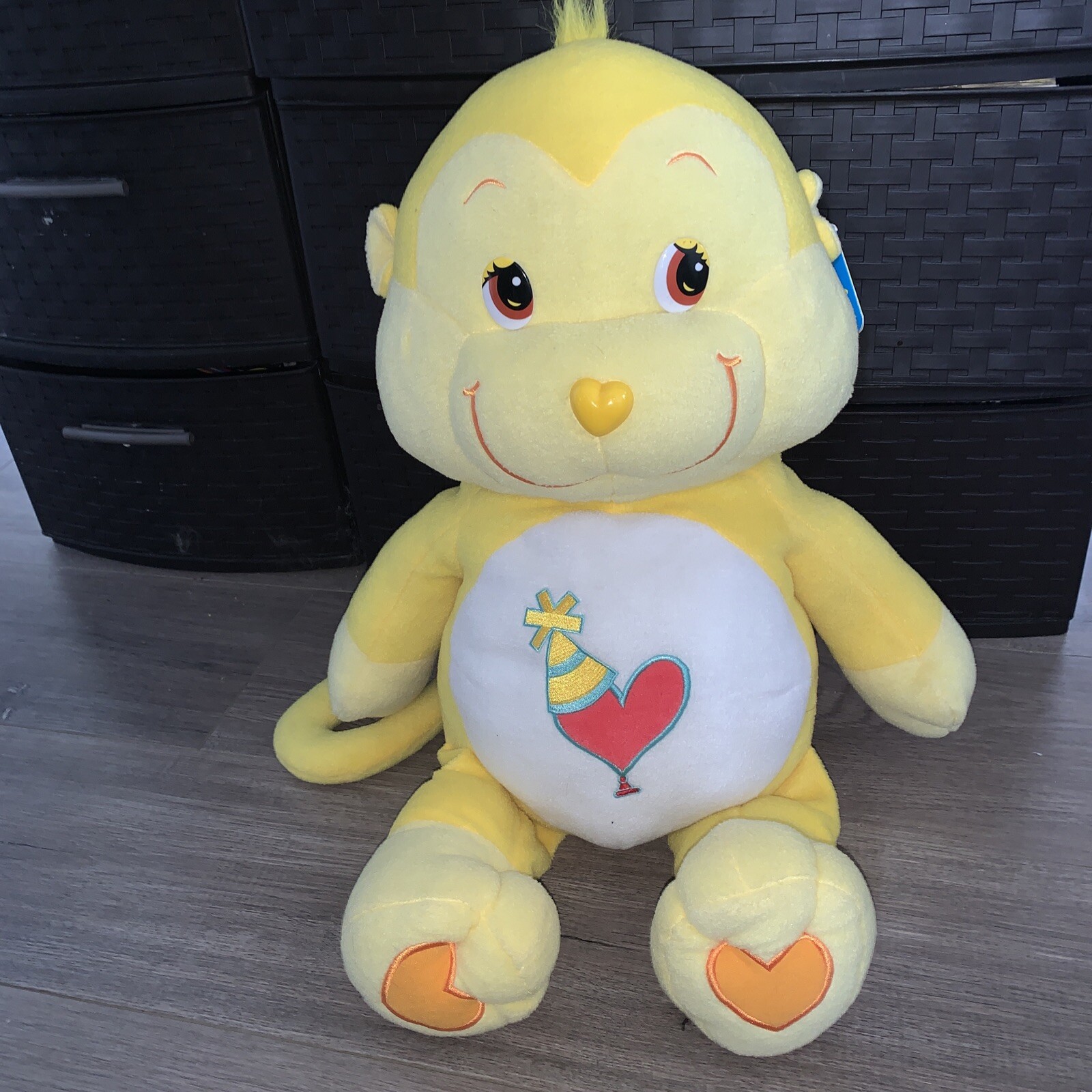 2004 Care Bear Cousins JUMBO Plush 24” Playful Heart Monkey Yellow