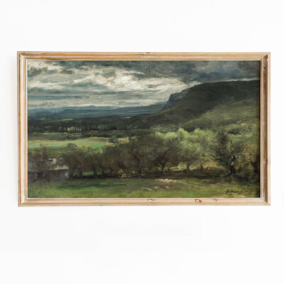 Cloudy Sky With Trees Painting Wall Art poster Choose your Size