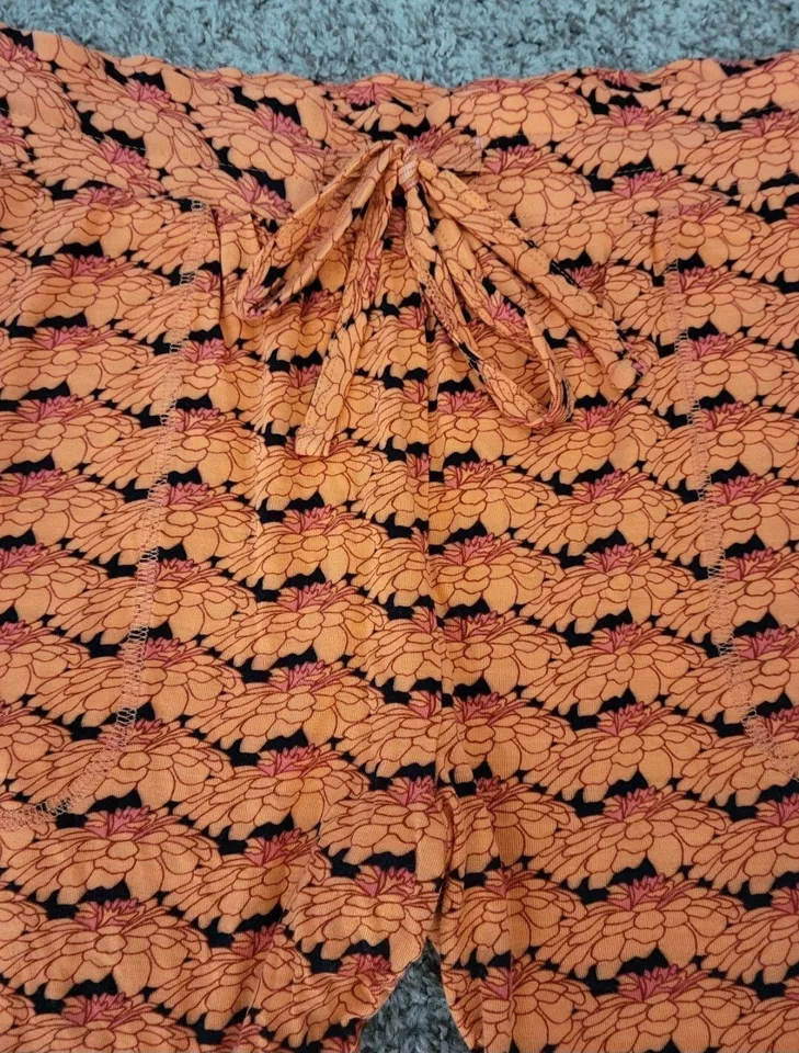 Kate Quinn-BAMBOO-Hot House Floral-Black/Orange-Joggers-Halloween-Comfy Pants-M - Image 2 of 4