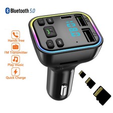 Bluetooth 5.0 Car BT Wireless FM Transmitter Adapter Hands-Free 2USB PD Charger