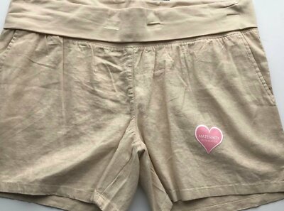 Great Expectations Maternity Tan Linen Short Size L (12-14) Fit to Flatter NWT