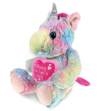 PLUSH MOTHERS DAY HEART - SUPER-SOFT PLUSH - SITTING RAINBOW UNICORN