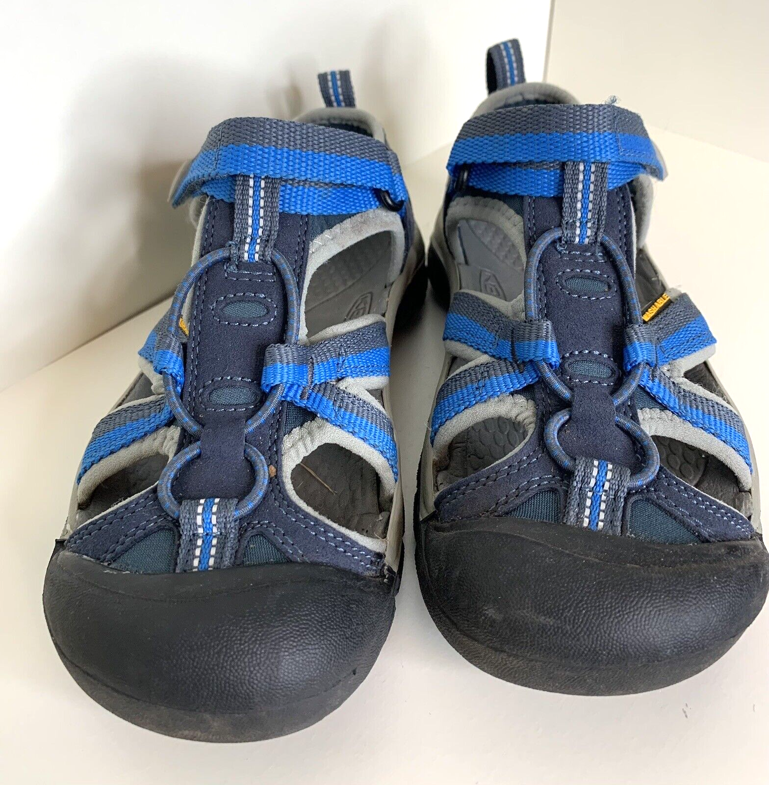 Scarpe Keen Boys US taglia 1 blu grigio Newport Hook Loop sandali escursionismo euro 32 33