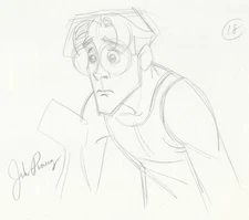 Disney ATLANTIS Animation Drawing MILO THATCH Signed Artist JOHN POMEROY, 2001