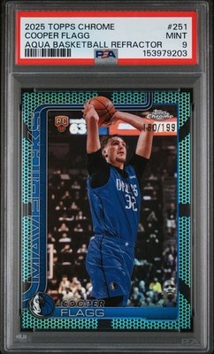 2025 Topps Chrome Cooper Flagg #251 Aqua Basketball Refractor /199 PSA 9 POP 11