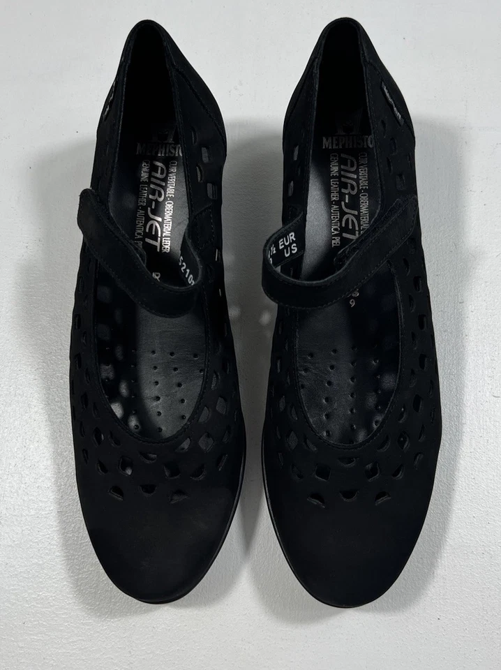 Zapatos Mary Jane MEPHISTO Rodia para mujer 9 de cuero negro confort aire suave usados en excelente estado Foto 3 de 4