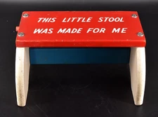 VTG Children's Painted Wood Red Step Stool THIS LITTLE STOOL WAS MADE FOR ME