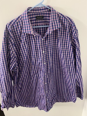 Esquire Mens Purple Chex Long Sleeve Shirt Size 19 36/37