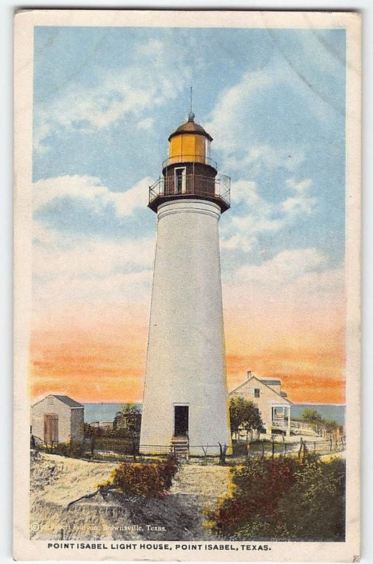 Point Isabel Lighthouse, Texas 1920s Antique Postcard Vintage