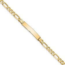 10k Yellow Gold Figaro Link Chain ID Bracelet 7" 4.35gm