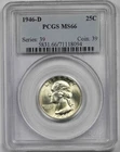 1946-D 25C PCGS MS 66 Washington Silver Quarter