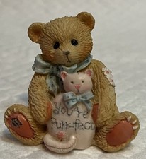 Cherished Teddies figurine   you  re purrfect  by Enesco.He has a pink cat.