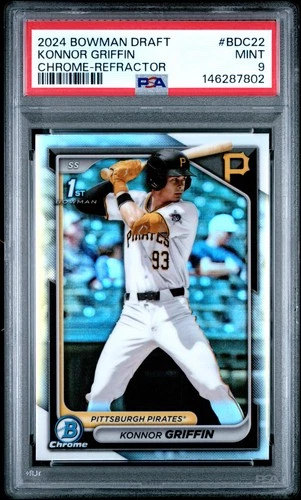 7802 Konnor Griffin 2024 Bowman Draft #BDC-22 Refractor Chrome 1st RC RC PSA 9