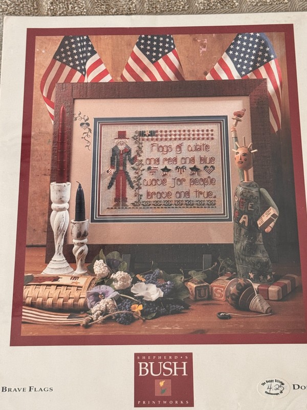 Shepherd's Bush Brave Flags Cross Stitch Pattern Chart Patriotic USA
