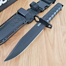 SOG Combat Fixed Knife 7.13" Black AUS-8 Steel Clip Point Blade Black G10 Handle