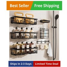Shower Caddy 6-Pack, Advanced Rustproof Design, No Drilling Adhesive Shelves,...
