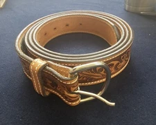 Tex Tan Western Tooled Leather Belt Size 60  022512 Mint Condition 