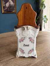 Vintage Dutch Porcelain Wall Mounted Salt Box Cellar Zout