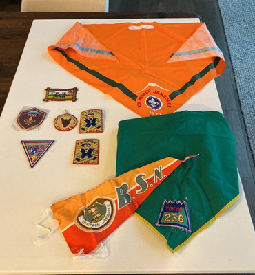 XIII 13th JAPAN NIPPON WORLD SCOUT JAMBOREE BSA UNSEWN PATCH & NECKERCHIEF SLIDE