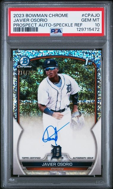 2023 Bowman Chrome Javier Osorio Prospect Auto Speckle /299 #CPA-JO PSA 10
