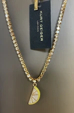 KURT GEIGER LONDON LEMON SLICE CRYSTAL NECKLACE IN YELLOW 16”+2” EXTENSION  NWT