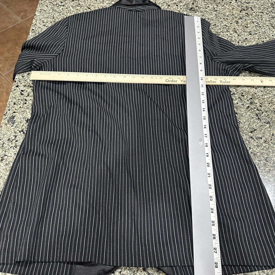 Blazer Esmoquin De Colección Para Mujer 14 Negro Rayas Mantón Cuello Satinado Hecho en EE. UU. Foto 3 de 4