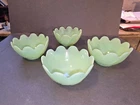 4 JADITE FIRE KING LOTUS BLOSSOM LEAF DESSERT CUP BOWLS