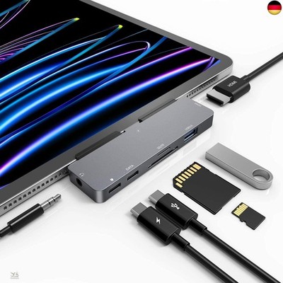 iPad Pro USB C Hub, 7-in-1 Adapter für iPad Pro M4 M2 M1 13 12,9 11'' iPad Air 5