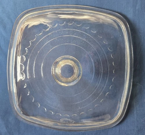 RARE VINTAGE WAGNER WARE SQUARE GLASS LID FOR CAST IRON SKILLET OR FRYING PAN