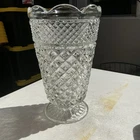 Vintage Anchor Hocking Wexford Glass Vase 10” Scalloped Rim Pedestal Clear