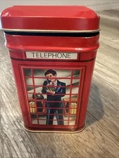 Ahmad English Breakfast Tea embossed tin bank London Red Telephone Booth Police
