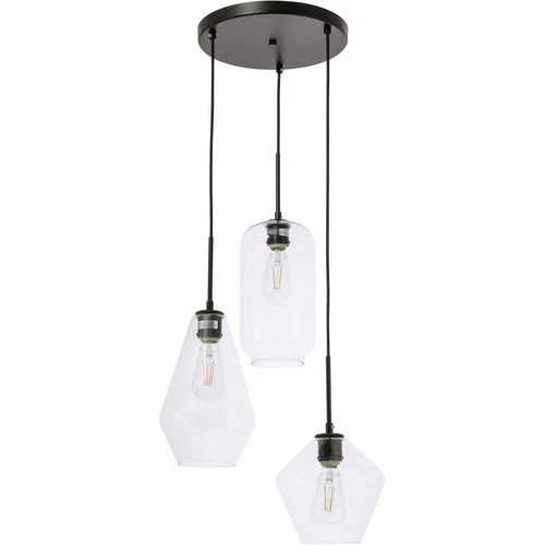 Living District LD2268BK Gene 3 Light 17.3 inch Black Pendant Ceiling Light - Picture 9 of 11