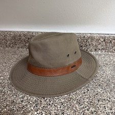 NEW Dorfman Hat Co. Scala Unisex Weathered Cotton Outback Hat Brown Small