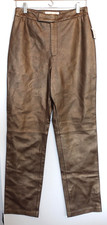 Vintage Margaret Godfrey Leather Pants Womens 10 Bronze Metallic Straight 90s