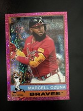 2025 Topps Heritage PINK SPARKLE CHROME #152 Marcell Ozuna - Atlanta Braves