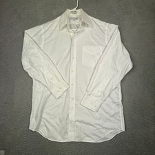 Paul Fredrick Mens White Non Iron Two Ply Cotton Pinpoint Dress Shirt 15 1/2 33