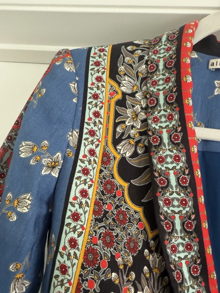 Alice + Olivia Macey Daffodil Palace Floral Linen Blazer Sz 2 - Image 3 of 4