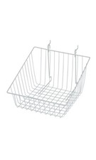 SSWBasics 12" x 12" x 8" White Mini Grid Basket with 4 inch Slanted Front Lip