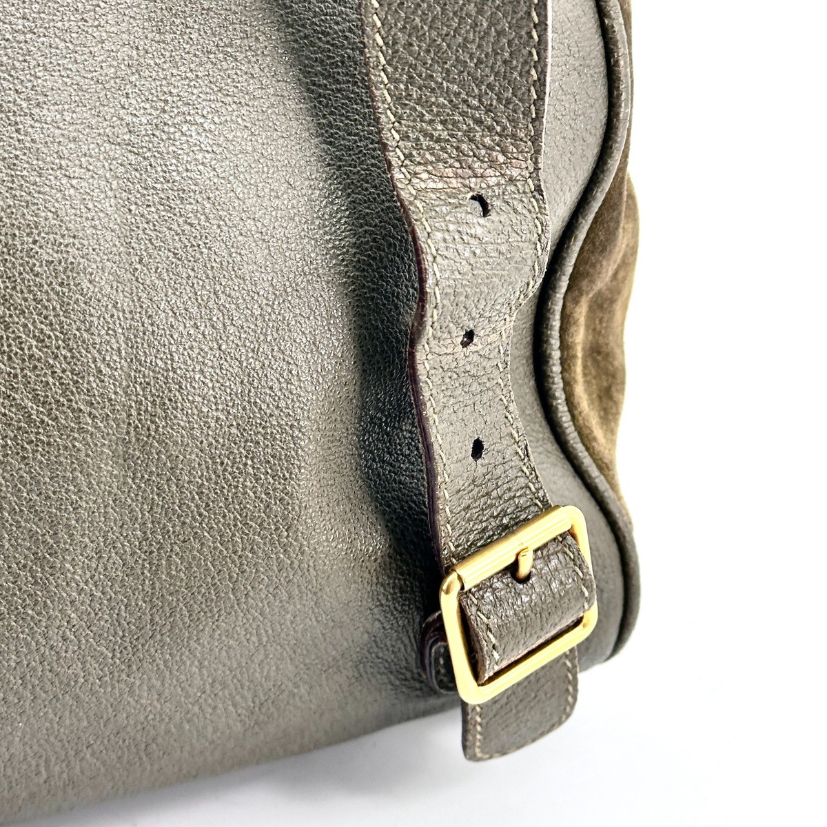 Rare* GUCCI Saddle Backpack Suede Leather khaki Olive 