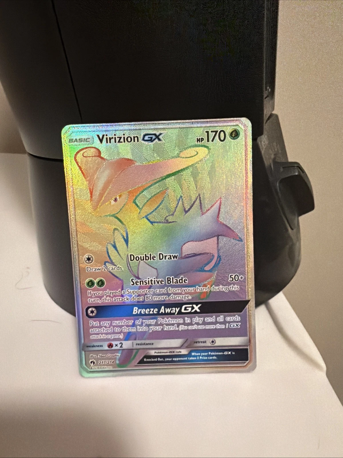 (NM) Virizion GX Rainbow Rare 217/214 Lost Thunder Pokemon Card