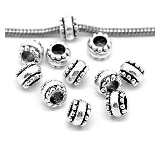 10 Pcs Silver Tone European Spacer Beads for Snake Chain Charm Bracelet - Picture 1 of 1