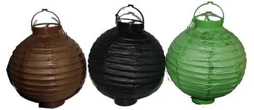 6 Battery-operated, Solid Color Chinese / Japanese Paper Lanterns 8" Black Green - Picture 6 of 18