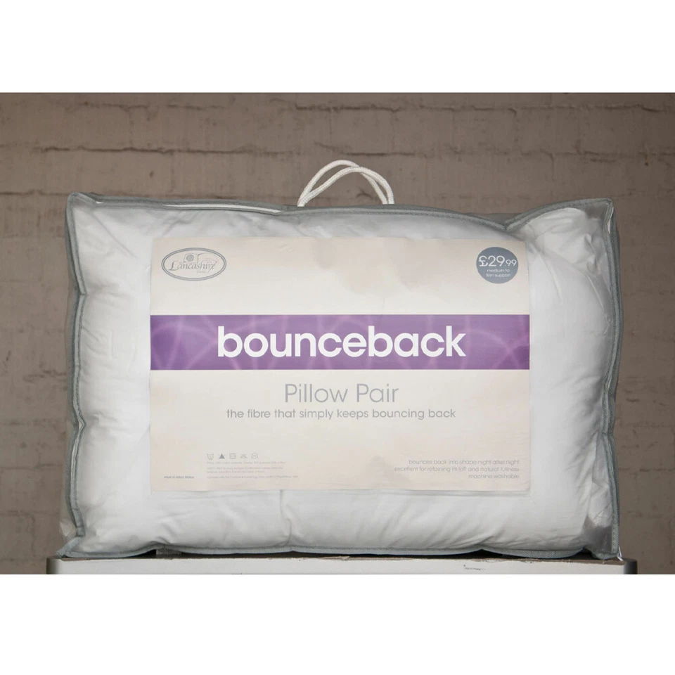 Premium Bounce Back Pillow Pair Hollowfibre Non Allergenic Machine Washable - Image 3 of 3