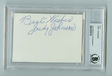 Judy Johnson Autographed Cut Index Card Beckett Authentic Encased