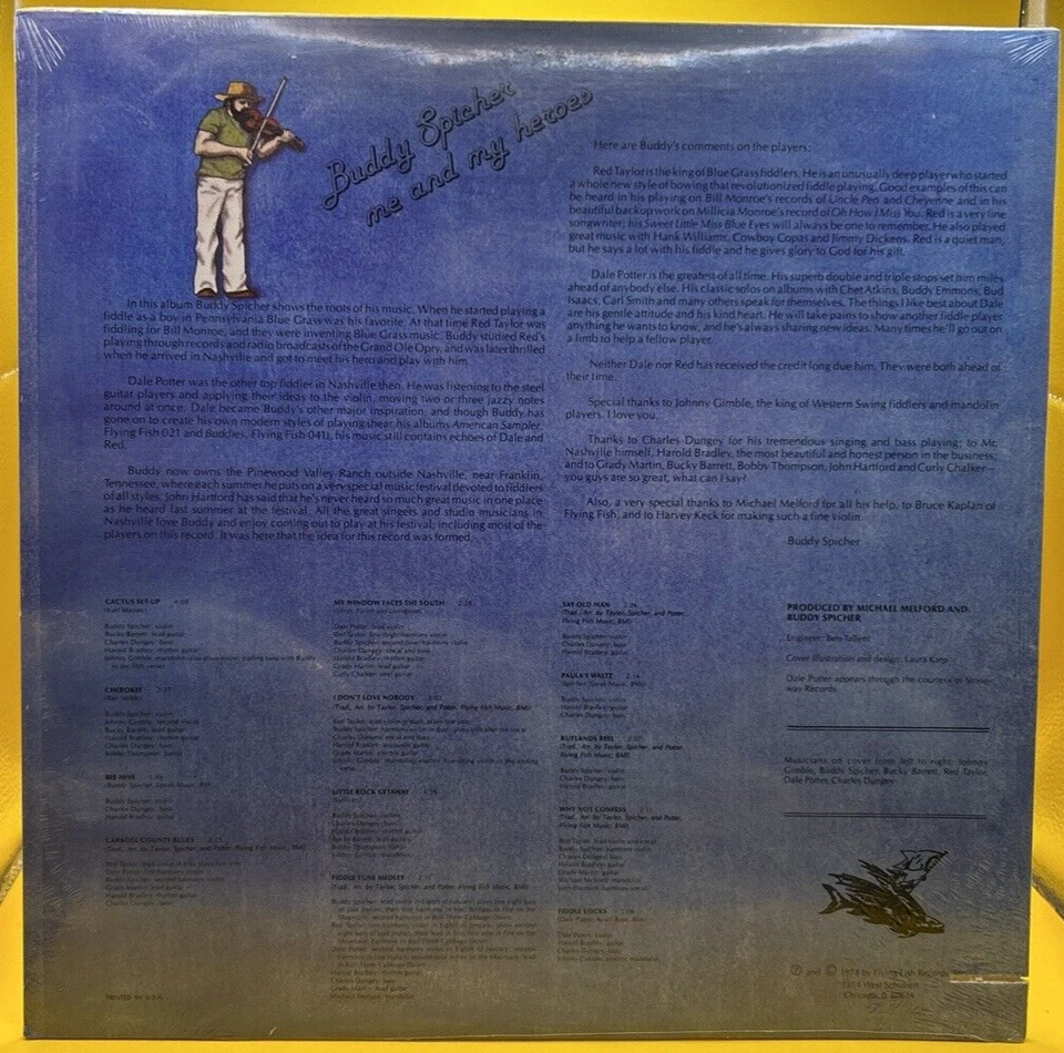 New / Sealed BUDDY SPICHER "Me and My Heroes" LP 1978 JOHNNY GIMBLE RED TAYLOR - Image 2 of 4