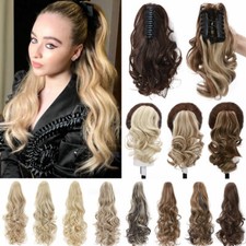 Thick Real 100 Claw Ponytail Clip In On Pony Tail Hair Extensions Long As Human