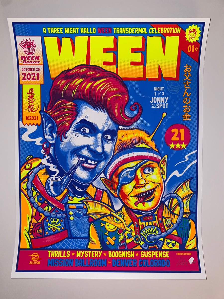Ween Poster Mission Ballroom Denver N1 10/29/21 Silkscreen S/N