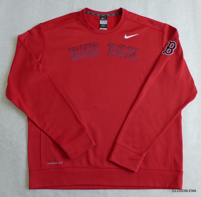 NIKE Therma-Fit Crew Neck RED SOX Boston long sleeve Sweatshirt Jersey Top XL | eBay