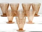 8 Jeannette CHERRY BLOSSOM PINK 3 3/4" - 4 oz FOOTED JUICE TUMBLERS