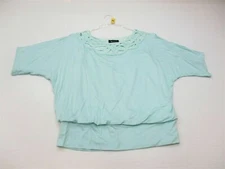 new AB STUDIO Women's Size M Classic Stretch Rayon Lined Blue Blouse #TY2375